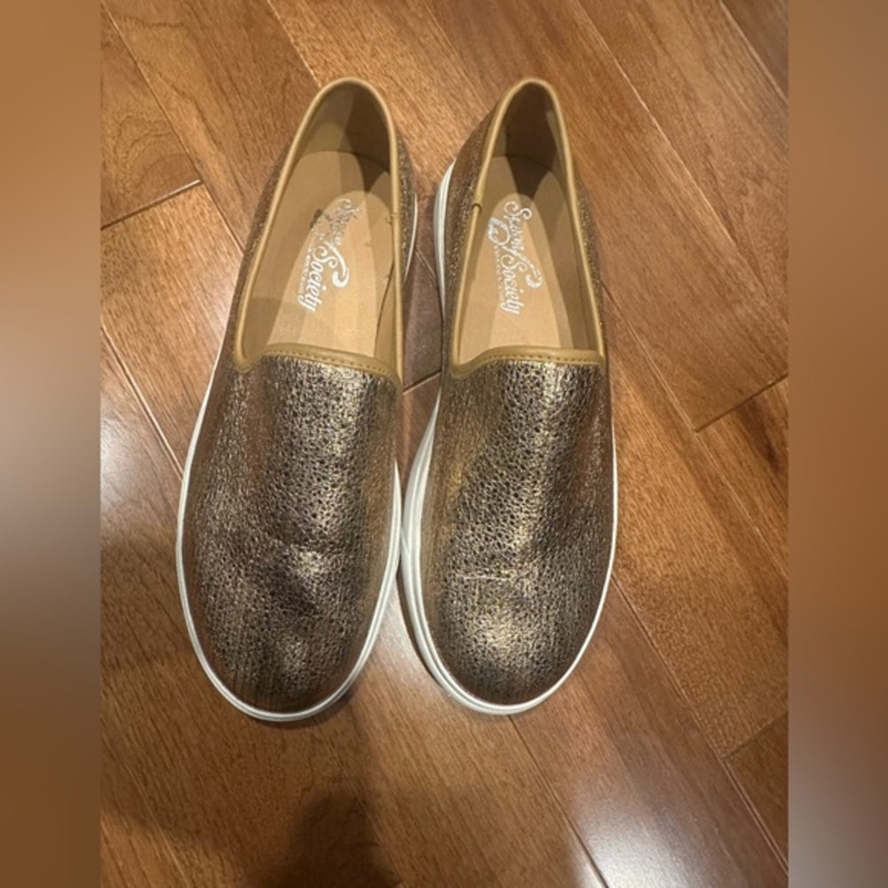 Women's Gold Slip-On Sneakers